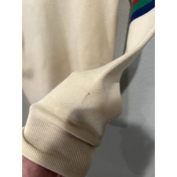 Meister Women's Size 34 Knit Wool Turtleneck Sweater Cream Stripes Sleeve - Picture 4 of 6